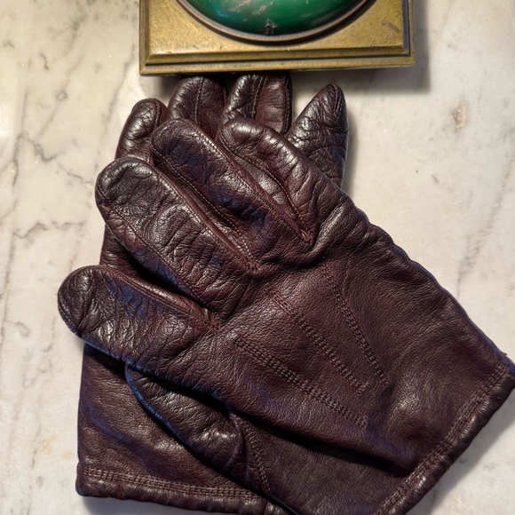 Vintage Christian Dior Brown Leather Driving Gloves, Cashmere Lined, XL - Picture 2 of 10